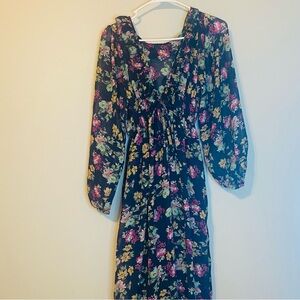 Floral Long Sleeve Shear Dress